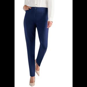 Tailored by Susan Graver Women's Smart Ponte Slim Leg Trouser Navy - Regular